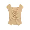 Aliexpress Venda Quente Roupas Femininas 2025 Verão Novo Estilo Fashionável Doce e Fresco Slim Fit Plissado Decorativo Tricô Top
