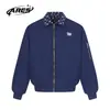 Jaqueta Aviador Falsa de Duas Peças Estilo Americano Ares para Homens, Harrington Harrington de Gola Reversível High Street Nicho Solta Patchwork Xadrez Casaco