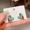 Brincos Artesanais de Zircônia Colorida em Formato de Coração, Brincos Versáteis Prata Retrô Boêmios, Brincos de Design Exclusivo