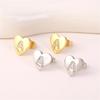Pendientes de Moda Transfronterizos Europeos y Americanos Corazón Letra Latón Chapado en Oro Real Pendientes de 26 Letras con Diamantes Incrustados Joyería