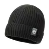 Gorro de punto liso para otoño e invierno para hombres y mujeres, gorro de lana grueso y cálido, gorro versátil con borde enrollado, gorro de punto para exteriores