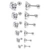 Venta Directa Transfronteriza Amazon Mismo Modelo Acero Inoxidable 316 Estampado Integrado Aretes de Tachuela de Circonita de 4 Garras con Cierre de Rosca de Acero