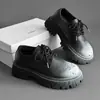 Zapatos Derby con Suelas Gruesas y Aumento de Altura para Hombre, Otoño 2026 Nuevos Zapatos de Cuero Bajos con Punta Ancha, Zapatos Casuales Juveniles