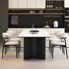 Juego de mesa de comedor y sillas de roca estilo retro, mesa de comedor de madera maciza, diseño minimalista italiano de lujo ligero, forma rectangular para apartamentos pequeños