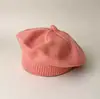 Boina infantil, gorro de lana tejido para niñas pequeñas, otoño e invierno, lindo sombrero de pintor con lazo, elegante y moderno