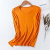 Seda de Morera Nueva Ropa Interior Térmica para Mujer Otoño e Invierno Camiseta Base Color Sólido Cuello Redondo Cómodo Ajuste Ceñido Top Adelgazante