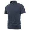 2026 Nuevo Estilo Polo de Media Cremallera Manga Corta para Hombre Alta Elasticidad Profesional Secado Rápido Ropa para Correr Fitness Ropa Deportiva Casual