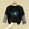 Camiseta Interior de Manga Larga para Niños, Nuevo Estilo Primavera y Otoño, Camiseta Interior de Algodón Puro para Niños, Atuendo de Primavera con Estampado de Dibujos Animados, Camiseta de Capa Interior