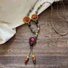 Nuevo collar vintage de cuentas florales estilo chino para mujer, cadena larga de borlas estilo étnico para suéter, accesorio de alta gama
