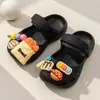 Sapatos Perfurados Infantis Verão Meninas Interno Casa Exterior Antiderrapante Solado Macio Princesa Bebê Desenho Animado Sandálias Fofas