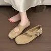 Sapatos baixos franceses de peça única para mulheres, verão, para usar com saias, novo estilo 2026, sola macia, Mary Janes de tira única, sapatos retrô para o trabalho