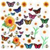 Pegatinas de tela bordadas con mariposas mixtas de Amazon, pequeñas pegatinas de abeja, parches para planchar, flores de girasol, bordados por computadora.
