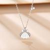 Nuevo Collar Original Wancheng Primavera y Verano para Mujer Plata de Ley Estilo Coreano Lujo Ligero Hermoso Diamante de Fritillaria Lazo Colgante de Concha