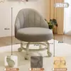 Taburete Giratorio con Ruedas, Taburete Bajo con Respaldo, Taburete para Cambiar Zapatos en Casa, Silla Infantil, Taburete Redondo para Sala de Estar, Banco Blando Acolchado
