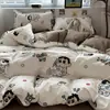 Juego de ropa de cama de cuatro piezas de algodón lavado grado A, nuevo estilo 2026, funda de edredón, sábana plana y sábana ajustable, adecuado para dormitorios de estudiantes, juego de tres piezas, talla 4