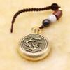 Llavero de cobre auténtico con doce monedas redondas del zodíaco, cuentas de latón Xiangyun, colgante de llave, joyería, decoración, puesto de viaje, transmisión en vivo