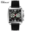 Reloj Multifuncional Chenxi para Hombre Calendario Impermeable Luminoso Reloj para Hombre Cuadrado Correa de Silicona Doble Pantalla Reloj Electrónico Venta al por Mayor
