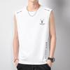 Camiseta sem manga de seda gelada respirável para homens no verão, para esportes, fitness, base, ombros largos, treino, secagem rápida nos ombros