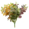 Eucalipto Simulado 4 Galhos Folha de Dinheiro Único Casamento Decoração Externa Decoração de Casa Arranjo de Flores Planta Verde Simulação Artificial