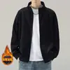 Jaqueta gola alta estilo americano, coleção de outono masculina, exala uma vibe sofisticada e relaxada, moletom cardigã cinza, roupa externa casual