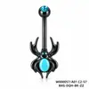 Anillo de Ombligo Azul con Ojos Grandes y Alas de Acero Inoxidable Europeo y Americano Transfronterizo Joyería para Perforación de Ombligo Araña Cruz