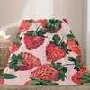 Quatro Estações Universal Sensação Fruta Fresca Decoração de Casa Pequeno Cobertor Impressão Digital Flanela Morango Quente