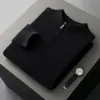 Cárdigan de punto de lana para hombre, casual de negocios, nuevo, de cachemira, con cuello alto, cierre de cremallera, corte holgado, chaqueta engrosada para otoño e invierno