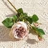 Flor Artificial Rosa Austin de 52cm com Haste Única e 3 Cabeças Flor de Casamento Dia dos Namorados Decoração para Fotografia de Casa Flor