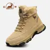 Botas de Nieve Genuinas de Piel de Carnero para Hombre, Nuevos Productos de Otoño e Invierno, Forradas de Felpa, Engrosadas, Cálidas, Antideslizantes, Botas de Algodón de Caña Alta para Exteriores