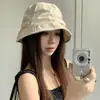 Sombrero de Pescador Plisado de Lino para Mujer, Sombrero de Sol de Verano, Sombrero de Sol Versátil que Adelgaza la Cara, Sombrero Delgado Transpirable