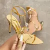 Sandalias de Tacón Alto Verano Estilo Estrella para Mujer, Punta Abierta, Una Correa, Tacón de Aguja, Hebilla de Letra