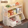 Estante de Almacenamiento de Escritorio, Estilo Deslizante, Estante de Almacenamiento de Encimera de Cocina Estilo Vintage, Gabinete de Almacenamiento de Bocadillos, Portavasos de Agua, Superventas Transfronterizo