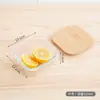 Lonchera de vidrio con rayas verticales y tapa de bambú, recipiente rectangular sellado para almacenamiento de alimentos, apto para microondas, caja para conservación de alimentos