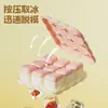 Molde para cubitos de hielo con forma de galleta con tapa, creativo para uso doméstico, PP de grado alimenticio, mini cubitos de hielo, caja de almacenamiento de cubitos de hielo de fácil desmoldeo para cubitos de hielo caseros