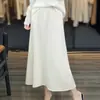 Nuevo Suéter de Lana de Otoño e Invierno Falda de Paraguas Tejida para Mujer Cintura Alta Adelgazante de Longitud Media Falda de Lana de Color Sólido