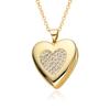 Colgante de álbum de fotos con forma de corazón transfronterizo europeo y americano con ojos microincrustados, collar de abrir y cerrar, chapado en cobre con oro real