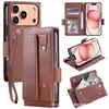 Aplicável para Capa de Couro iPhone 18 Pro Porta-Cartões Multifuncional Porta-Moedas Samsung S27 Capa Protetora Anti-queda A57