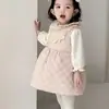 Chaleco de Polar con Estampado Floral 2025 Vestido de Princesa para Niñas, Nueva Colección Elegante Otoño/Invierno para Bebés y Niños, Listo para Enviar