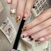 Accesorios para Manicura de Leopardo Otoño e Invierno Marrón Ámbar KT Lazo Celebridad de Internet Nueva Llegada Accesorios para Manicura
