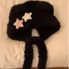 Gorro de tricô para outono e inverno, estilo gato, com abas para as orelhas, forro de pelúcia, espessado para aquecimento, design fofo de desenho animado, faz o rosto parecer menor