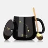 Taza cerámica navideña creativa y elegante de alto valor con tapa y cuchara, taza de café de moda para parejas