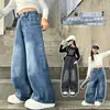 Jeans Rectos Sueltos para Niñas 2026 Primavera/Otoño Nuevo Estilo Pantalones Casuales para Niños Medianos y Grandes Estilo Coreano Pantalones de Pierna Curva Modernos
