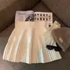 Falda Plisada Elástica de Cintura Alta Nueva para Otoño e Invierno Estilo Simple para Mujer Corta que Cubre la Cadera Falda de Punto Interior