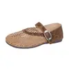 Zapatos Mary Jane para mujer de malla hueca estilo coreano con hebilla, nuevos zapatos planos de red poco profundos estilo francés para primavera-verano