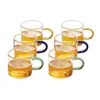 Caneca de Vidro Borossilicato Alta Caneca com Alça Pequena Resistente a Altas Temperaturas Xícara para Degustação de Chá Utensílio de Chá de Vidro Transparente Xícara de Chá