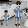 Conjunto de Verano de Mezclilla para Niños 2026 Nuevo Estilo Coreano Moderno Fresco Ropa de Manga Corta de Verano para Niños Ropa Elegante para Niños