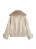 Comercio Exterior Transfronterizo Spot 2025 Estilo Europeo y Americano para Mujer Otoño e Invierno Nueva Moda Color Claro Chaqueta Corta Desmontable con Cuello de Piel