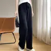 Pantalones Anchos Nuevos para Mujer de Otoño/Invierno 2026 Transfronterizos, de Cintura Alta, Holgados, Adelgazantes, Cintura Elástica, de Punto, Largos con Costura Central para Uso en Exteriores