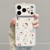 Adecuado para funda de teléfono iPhone 17, caricatura personalizada 16 Pro protección de lente de cobertura total, anticaídas con correa para la muñeca, i-star Hello Kitty