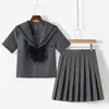Paquete de Recomendación de Artículo Popular Posventa Gris Dos Volúmenes Traje de Marinero Auténtico Uniforme JK Otoño Manga Larga Falda Plisada Conjunto Auténtico Japonés